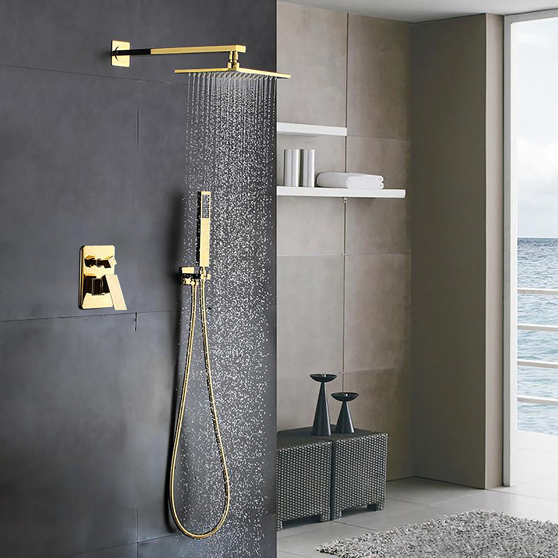 Fontana Brass Gold Tone Shower System Fontana Shower Brushed 